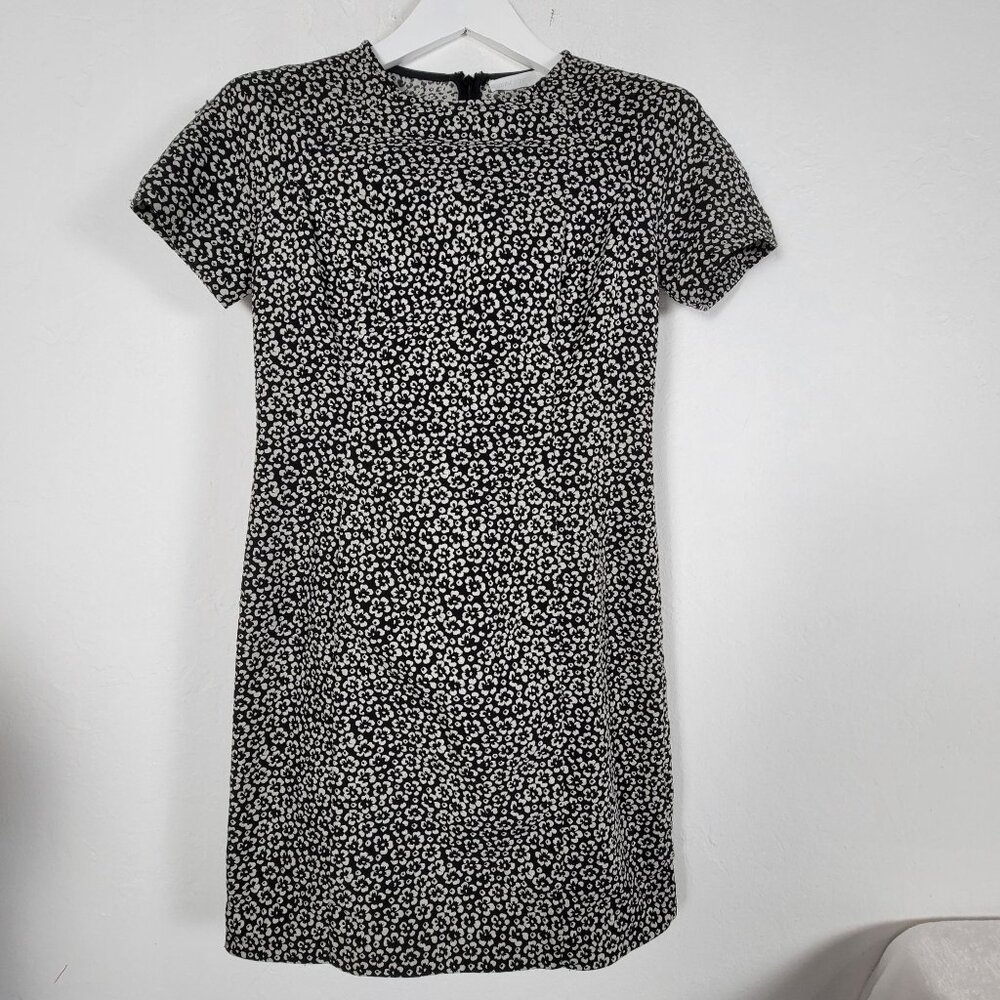 Anne Fontaine Primerose Black & White Floral Short-Sleeve Shift Dress Size 40